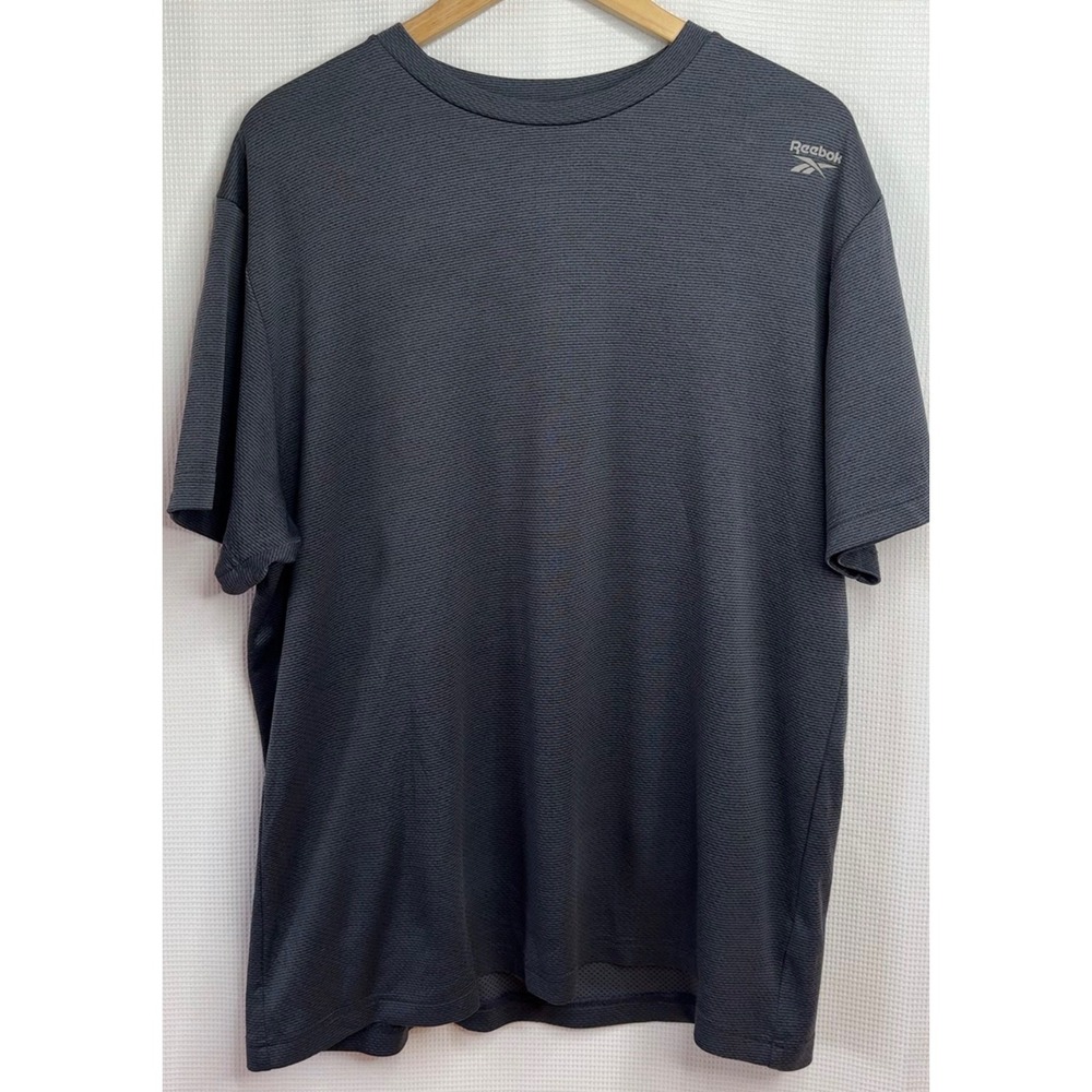 Reebok Mens XL Charcoal Gray Textured Performance T-Shirt Short Sleeve Crew Neck